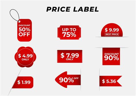 Pack Of Red Price And Discount Labels Illustration Par Sejasaja