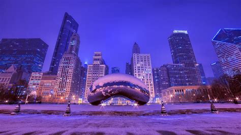 The Bean On A Winter Night Millennium Park Chicago Backiee