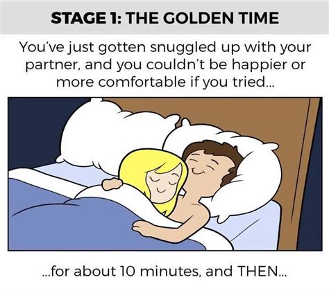 Stages Of Sleeping Together Relationship Cartoons Stages Of Sleep Sleep Funny