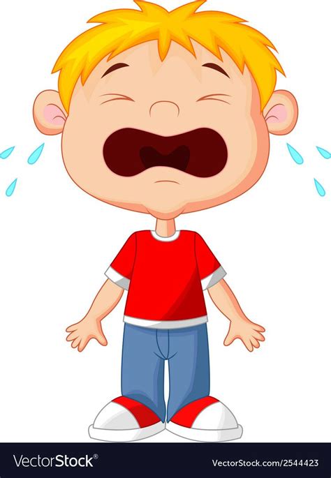 Young Boy Cartoon Crying Vector Image On Estudo Infantil