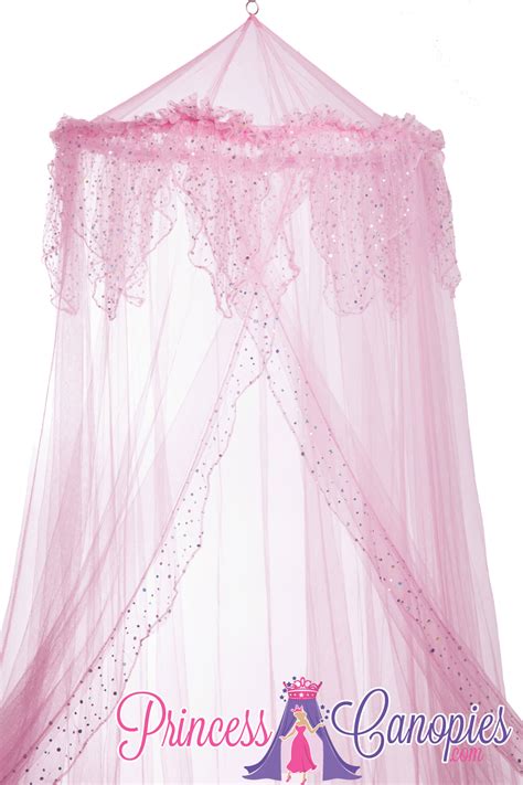 This white cotton canopy transitions into a beautiful pink ombre and adds. Mosquito Net Canopy Ruffle Top Pink, Holographic Dots ...