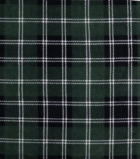 Luxe Fleece Fabric Green Black Plaid Joann