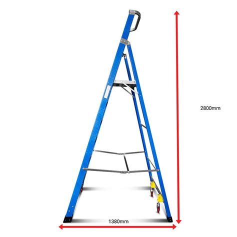 Climbrite Cstep6 18m 6 Step Fibreglass Platform Ladder On Wheels
