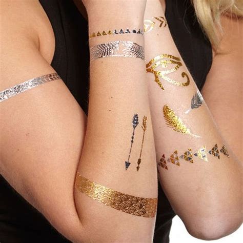 25 Metallic Jewelry Tattoos Body Temporary Tattoos Bellechic