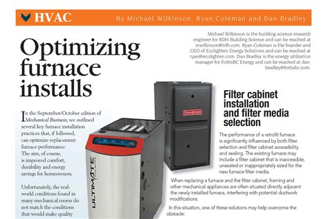 Mechanical Business Magazine Furnace Installation Solutions For