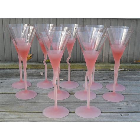 set of 11 pink frosted bohemian martini glasses martini martini glasses pink martini