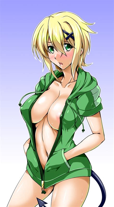 Rule 34 Akatsuki Kirika Blonde Hair Female Green Eyes Kanten Large Breasts Looking At Viewer