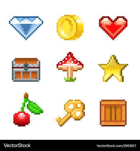 Pixel Objects For Game Royalty Free Vector Image
