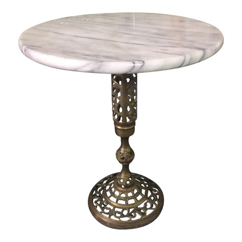 vintage marble top brass side table chairish