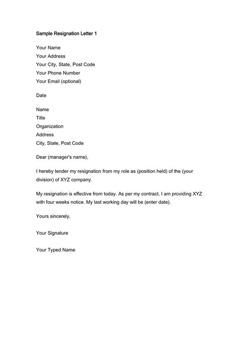 Resignation Letter Template Download Free Documents For Pdf Word And Excel