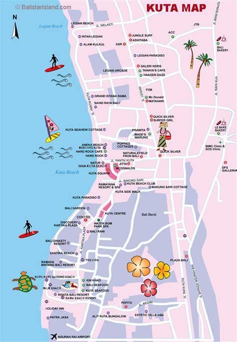 Jalan raya seminyak in bali seminyak shopping and walking street. Peta Kota: Peta Kuta - Bali