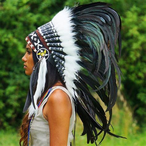 Black Native American Headdress 75cm Indian Headdress Novum Crafts
