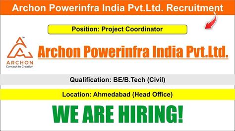 Archon Powerinfra India Pvtltd Recruitment Exciting Opportunity For