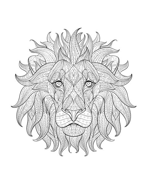 Free Coloring Page Coloring Adult Africa Lion Head 3 Impressive Lion