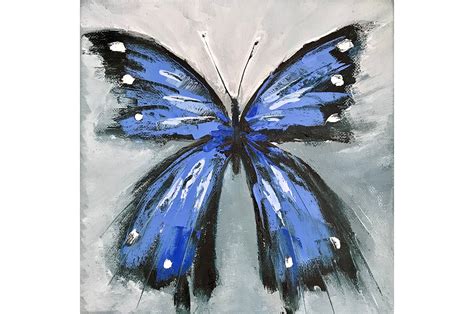 Butterfly Oil Painting Original Artwork On Canvas Blue Etsy