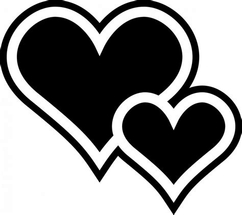 Two Hearts Heart Stencil Black And White Stickers Clipart Black And