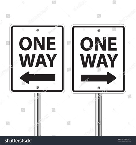 One Way Traffic Sign On White Stock Vector 200455142