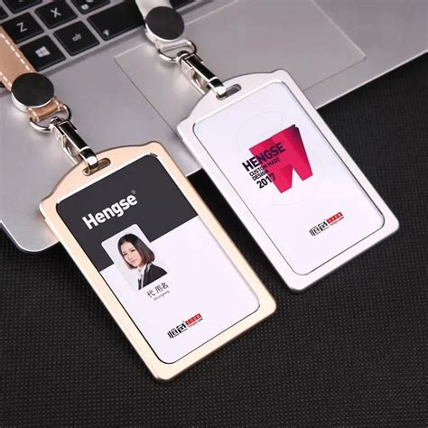 Aluminum Alloy Employee Name Badge Id Card Holder With Neck Rope Buy