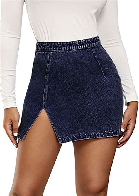 Shein Mini Falda De Cintura Alta Para Mujer Estilo Vaquero Lisa