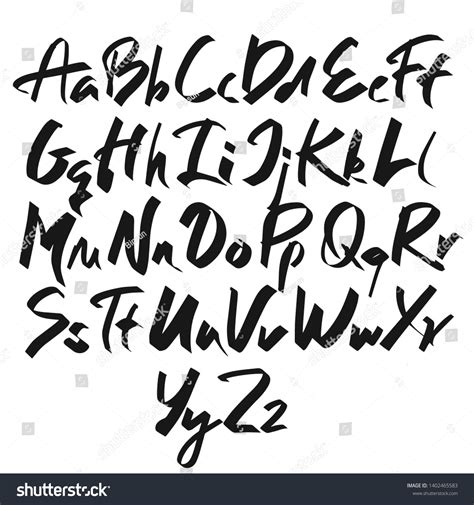 Alphabet Lettersblack Handwritten Font Drawn Liquid Stock Vector