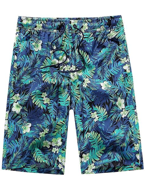 Mens Floral Quick Dry Swim Trunks Casual Hawaiian Aloha Board Shorts