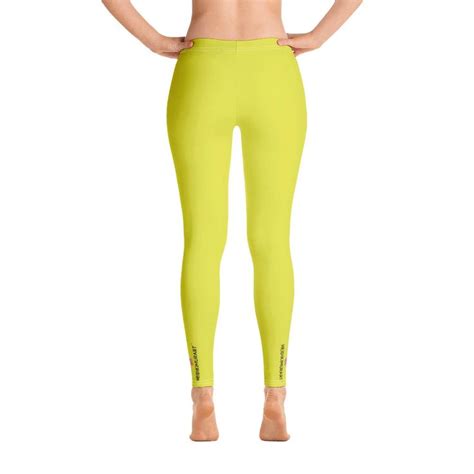 Bright Yellow Casual Leggings Solid Color Best Designer Long Tights Made In Usaeumx