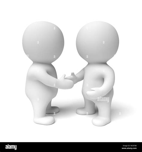 Two Human White 3d People Shaking Hands 3d Illustration Isolated On A
