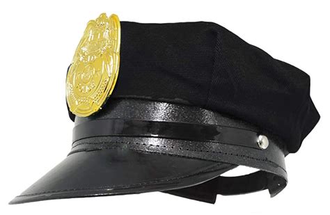 Black Police Hat With Badge Clothing And Accessories