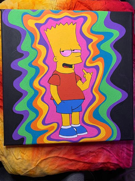Bart Simpson Middle Finger Acrylic Painting Etsy Ireland