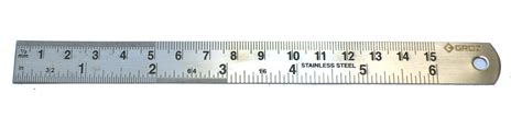Groz 01330 6 English Metric Ruler Stainless Steel Ruler