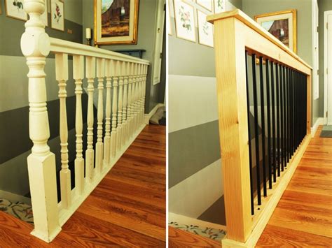 At the bottom, if you edit the railing and add a segment equal in length to one tread width in order to create a. How To Give Your Old Stair Railings A Fresh New Look On A Small Budget
