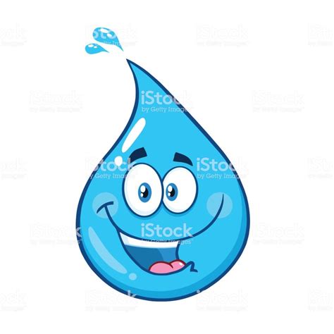 Happy Blue Water Drop Cartoon Mascot Character Vector Illustration
