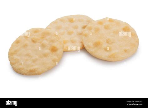 Studio Shot Of Rice Crackers Cut Out Against A White Background John Gollop Stock Photo Alamy
