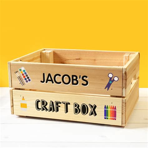 Personalised Wooden Arts And Crafts Box For Kids Boy Girl Etsy