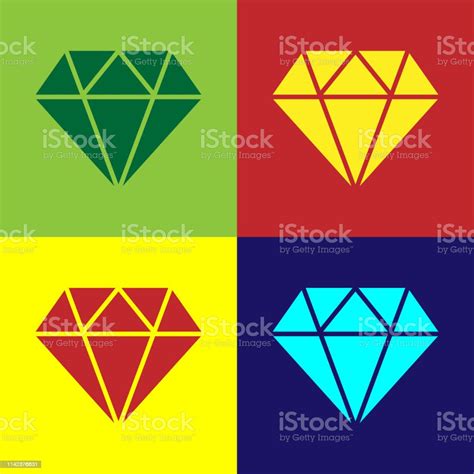 Color Diamond Sign Isolated On Color Backgrounds Jewelry Symbol Gem