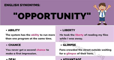 English Synonyms Opportunity Definition And Examples