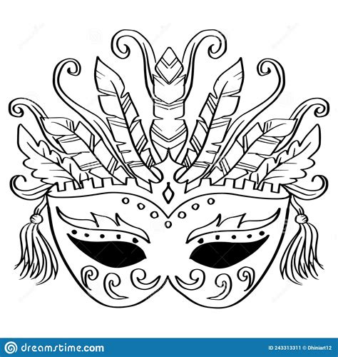 Hand Drawn Venetian Carnival Mask Stock Illustration Illustration Of
