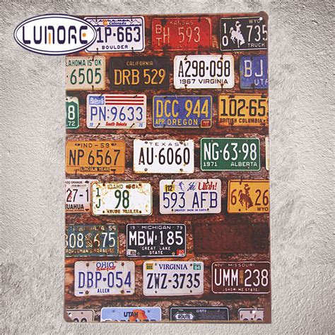 Vintage Metal Tin Signs State License Plate Antique Poster Home Decor