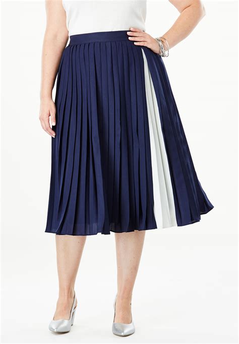 Colorblock Pleated Skirt| Plus Size Skirts | Full Beauty