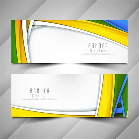 Free Vector Abstract Colorful Wavy Elegant Banners Set