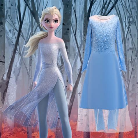 Inspired by the sequel to 2013's blockbuster frozen , its sparkling sequins are she can drift off to dreamland amid the flurry of silver snowflakes on the organza topskirt of this elsa nightgown for girls. Frozen 2 Elsa New Dress Cosplay - Glitter Blue | Areendelle