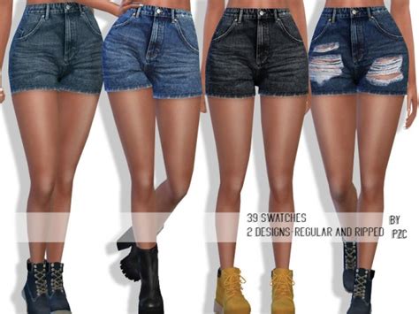 The Sims Resource High Waisted Summer Denim Shorts By