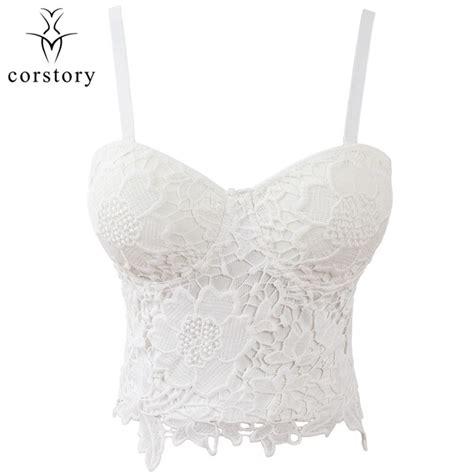 Corstory Sexy White Sweet Cotton Floral Lace Push Up Bralet Women