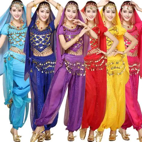 4pcs Sets Bra Top Skirt Egypt Belly Dance Costumes Bollywood Costumes Indian Dress Bellydance