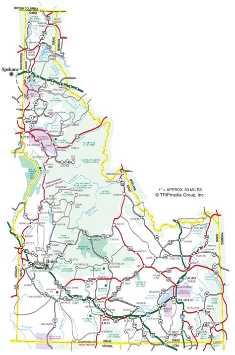Idaho State Road Map With Census Information