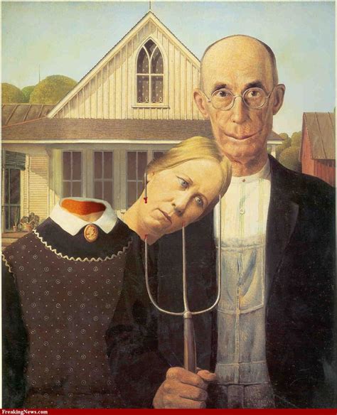 Painting Farmer With Pitchfork And Wife HatibHarmony