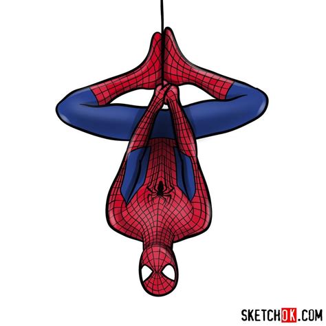 How To Draw Spider Man Hanging On Web Sketchok Easy Drawing Guides My Xxx Hot Girl