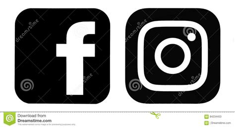 New instagram logo vector (black and white). Set Of Facebook And Instagram Logos Editorial Stock Photo ...