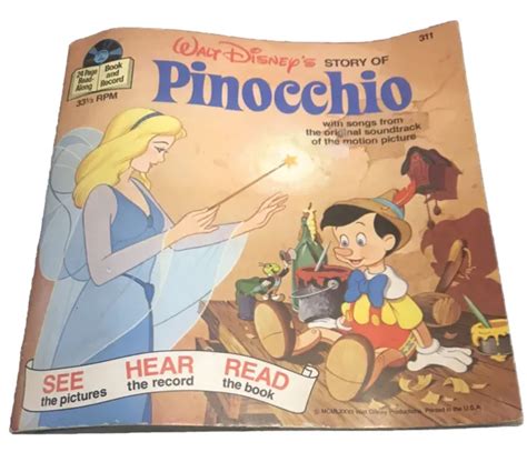Walt Disney Vintage Story Of Pinocchio See Hear Read Along Book And