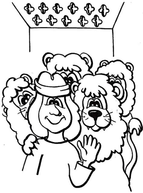 Daniel And Lions Den Coloring Page Template Coloring Pages